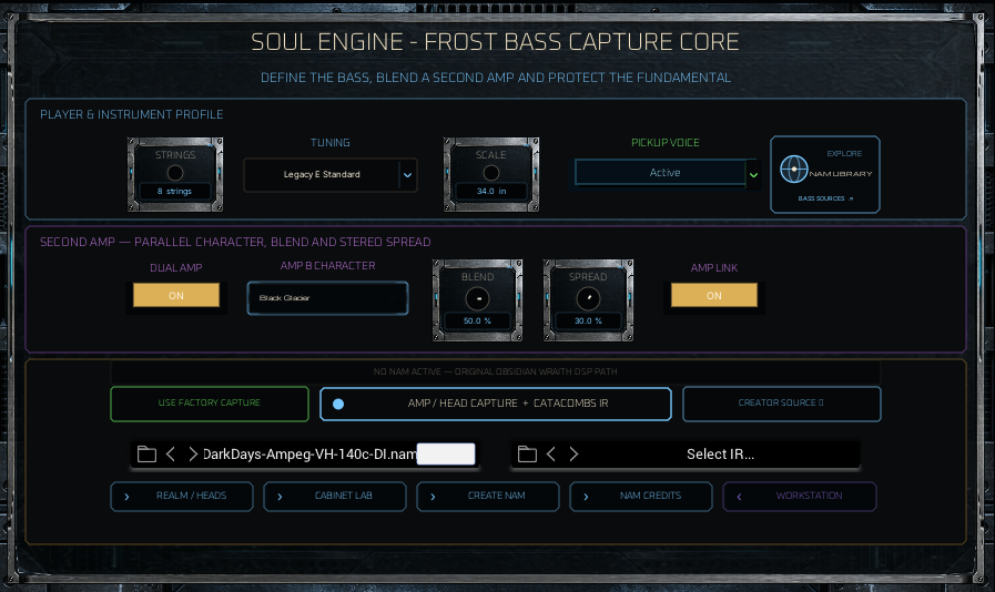 Frost Soul Engine panel in Obsidian Wraith